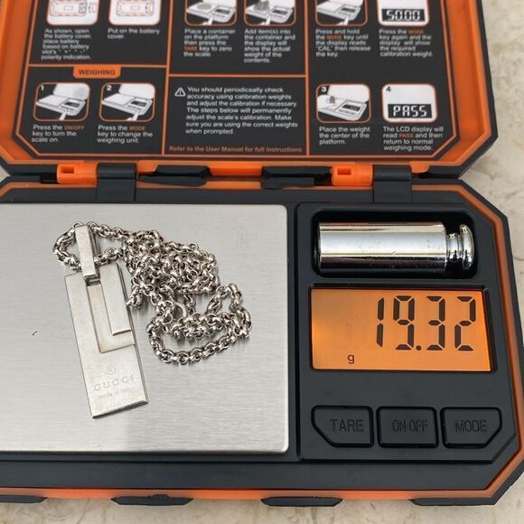 Gucci “G” Solid 925 Sterling Silver Pendant & 16” Sterling Silver Rolo Chain - Picture 11 of 11